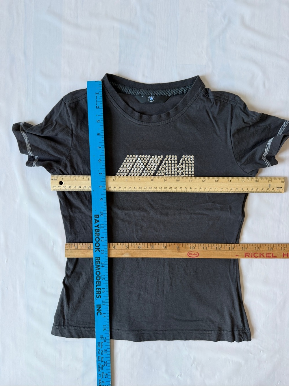 BMW M Motorsport T-shirt dark gray silver studs M-stripe logo Junior M - Picture 5 of 6